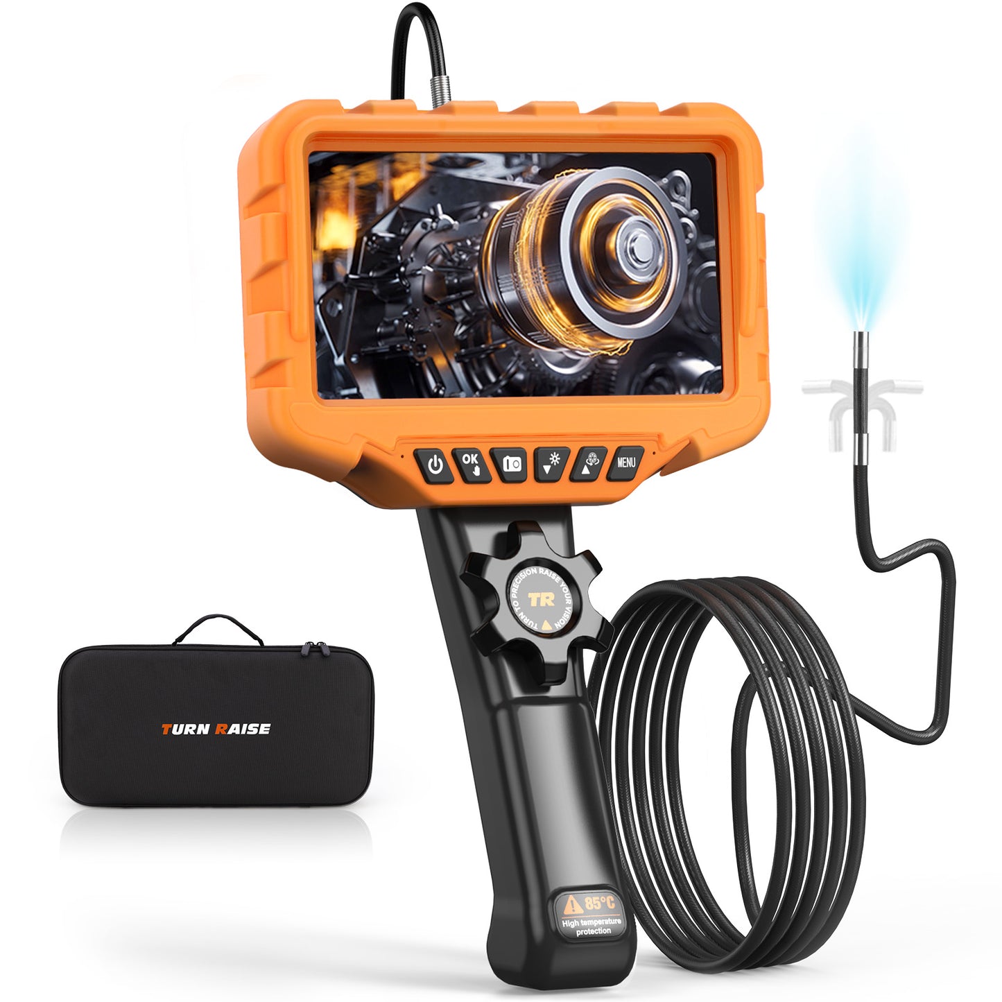 Two-Way Articulating Borescope 7'' IPS 5.3FT Screen Endoscope Camera