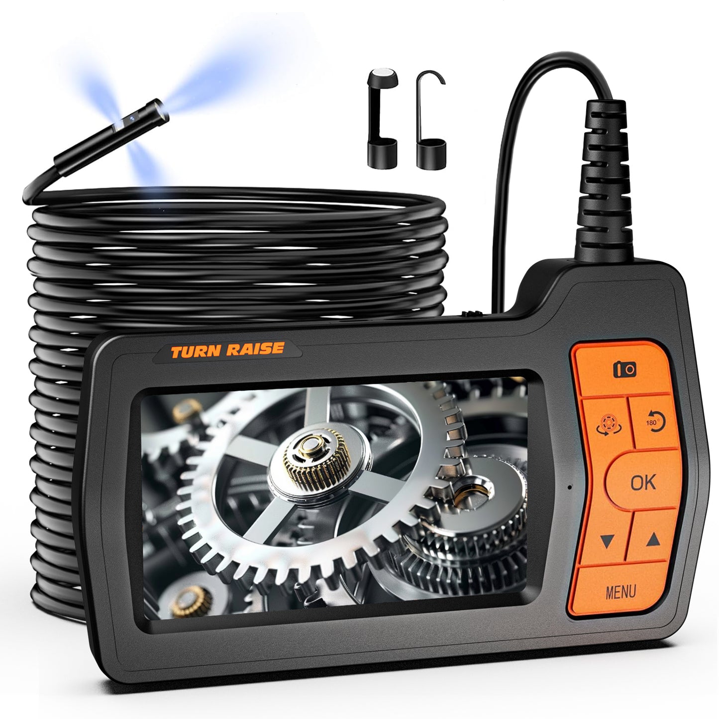 5" IPS Triple Lens 1080P Sewer Inspection Camera-Orange